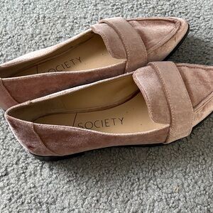 Sole Society Blush Velvet Pointed Toe Flats with Crossband